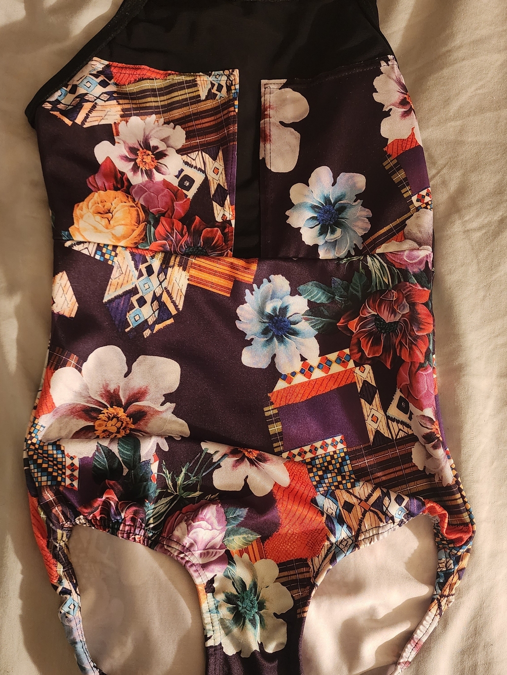 Girls Floral Patchwork One-Piece - Multicolor